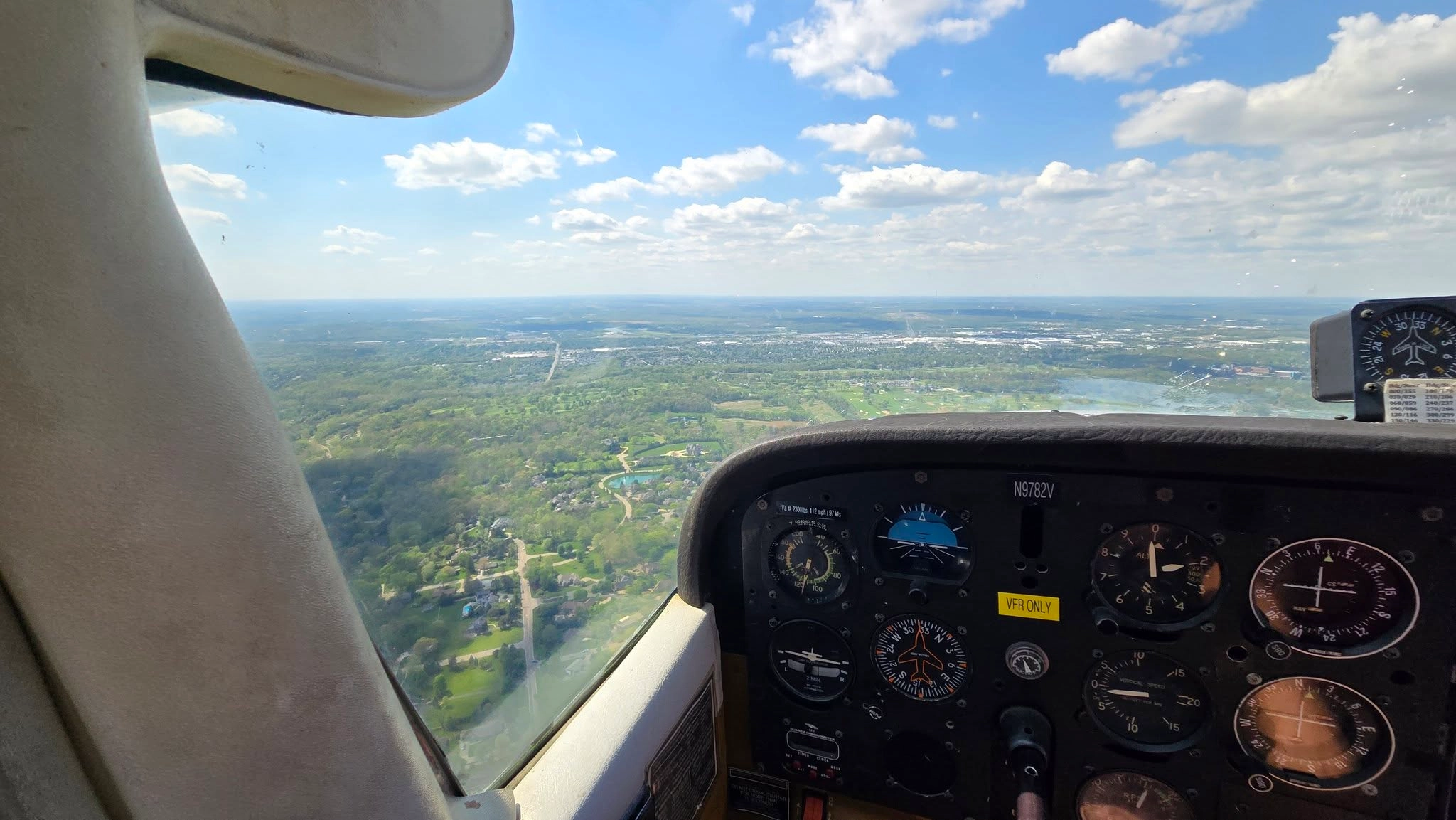 Cockpit instrument panel during a Dayton Aviation Services training flight